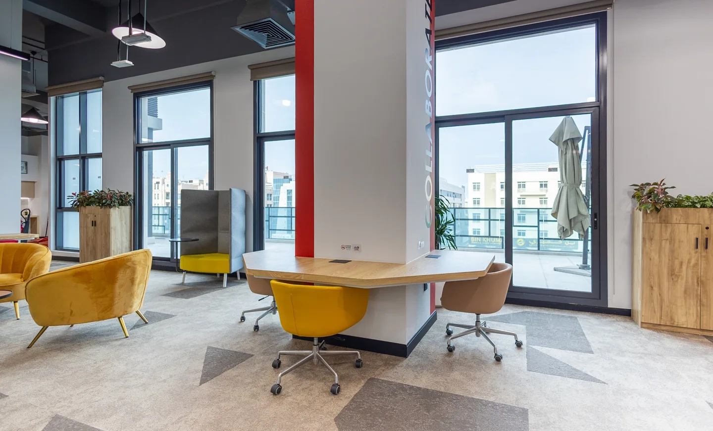 Workspace interiors at Austria BC offering flexible workspace solutions for businesses of all types and sizes. 